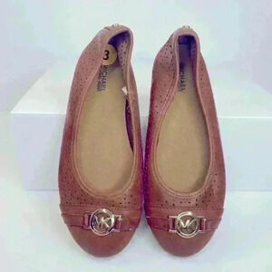 Michael Kors Brown Round Toe ballet flats gold logo Kids youth Size 3